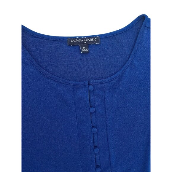 Banana Republic Womens Blue Sleeveless Button-Front Tank Top M - Picture 3 of 5